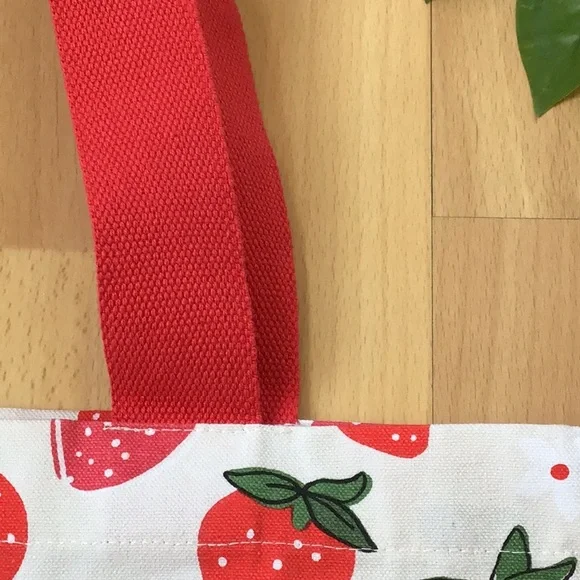 Anthro Strawberry 🍓 Print Canvas Tote Shopping Bag - Picture 6 of 13